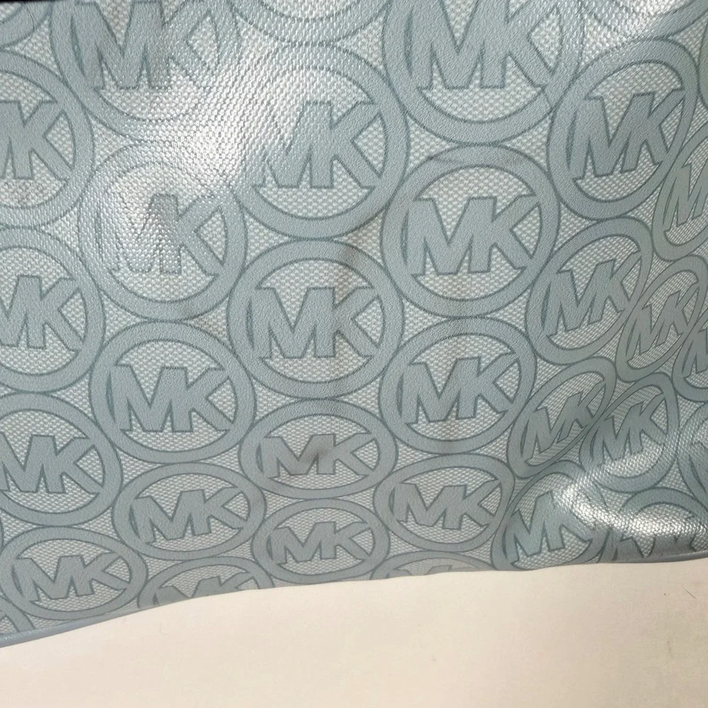 Michael Kors Light Blue MK Logo Signature Tote Bag Shopper Minimalist Designer